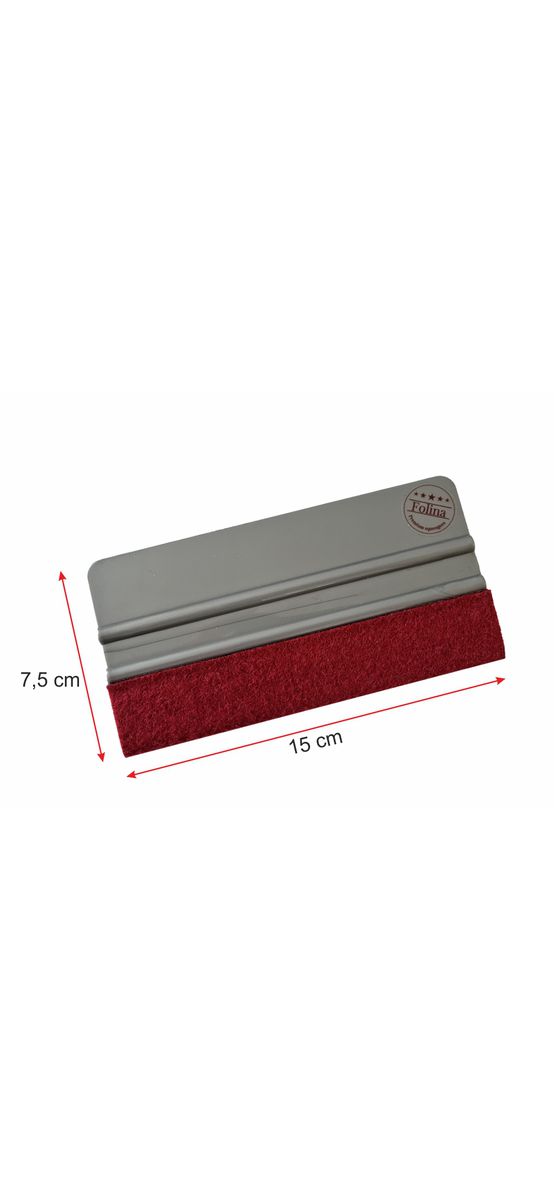 Racletă pentru aplicare folie, autocolant şi stickere, din plastic, dimensiuni 15x7,5 cm cu o latură cu pâslă