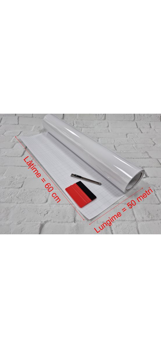 Folie de transfer pentru vinil cu suport din hârtie gradată, X-Film, adeziv mediu, rolă cu lățimea 60 cm și lungimea 50m, racletă si cutter gratuite