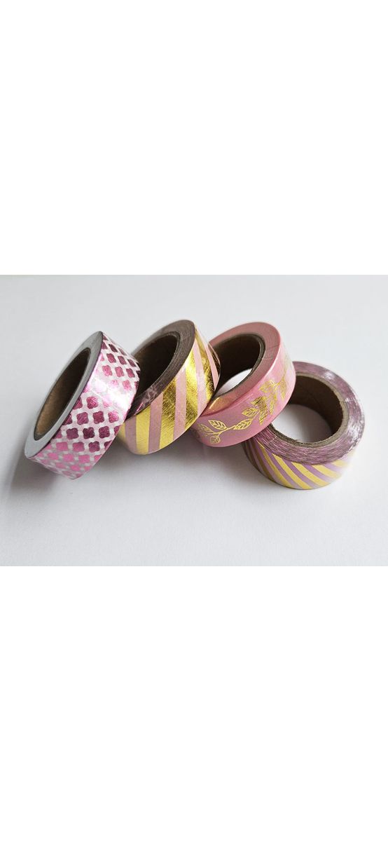 Set 4 role washi tape, benzi adezive decorative, modele roz