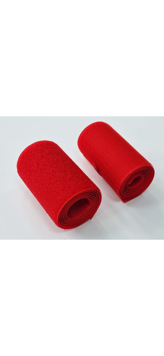 Set bandă arici, Velcro fără adeziv, benzi Hook and Loop, set bandă cu scai și puf ideală pentru cusut, role cu lățimea de 10cm - culoarea roșie