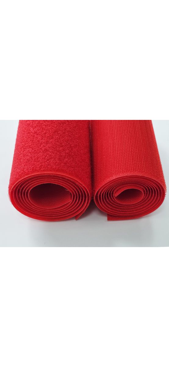Set bandă arici, Velcro fără adeziv, benzi Hook and Loop, set bandă cu scai și puf ideală pentru cusut, role cu lățimea de 10cm - culoarea roșie