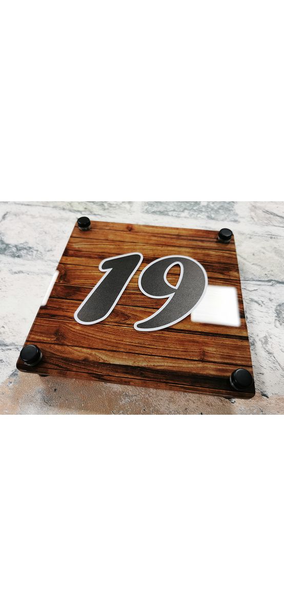 Plăcuţă cu număr și/sau adresă casă, model print UV lemn, cu text personalizat