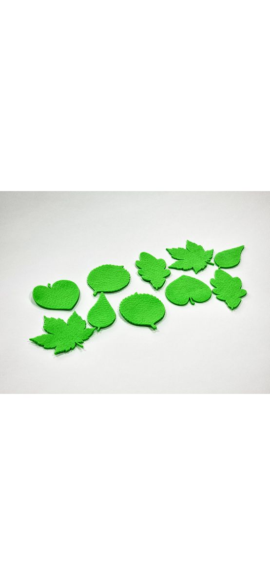 Set 10 decorațiuni creative din fetru verde cu frunze pentru activități craft, Folina, pâslă cu grosime de 3 mm, diverse culori