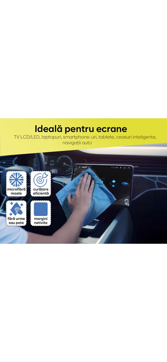 Set 3 lavete din microfibră ideale pentru suprafețele sensibile -  lentile, ecrane, bijuterii și veselă, dimeniune mare 40x40 cm, seturile conțin culori aleatorii