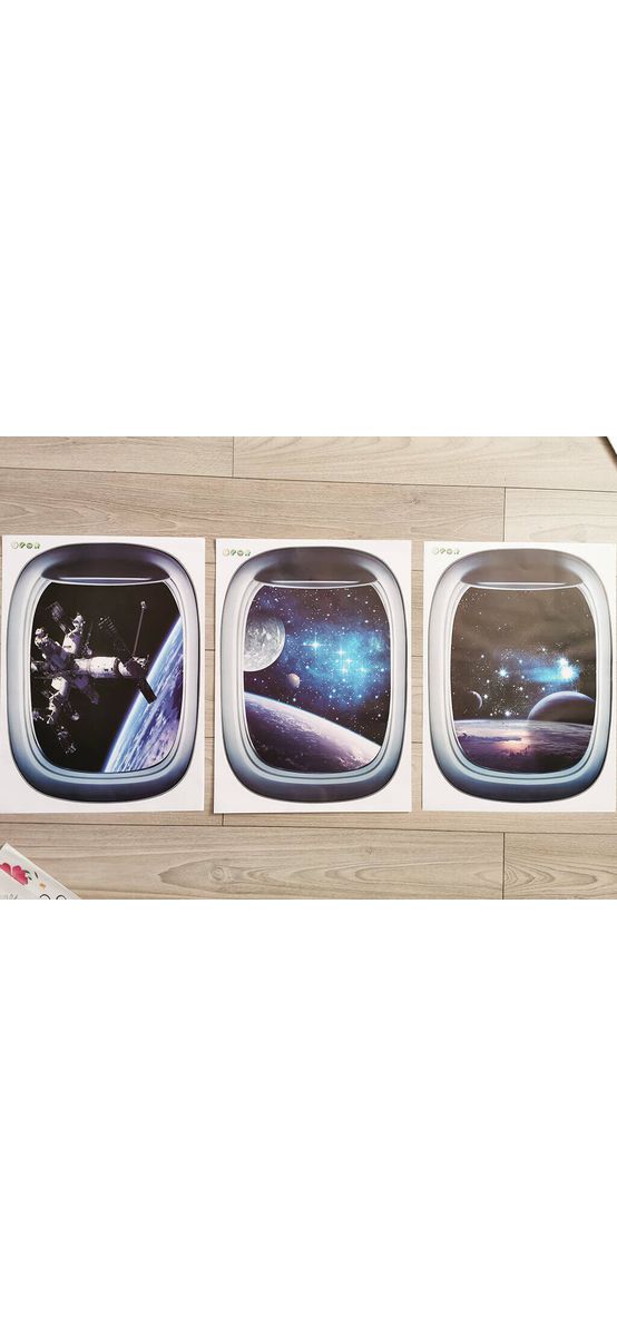 Stickere 3D Ferestre spre univers, Folina, model hublou avion - set 3 stickere