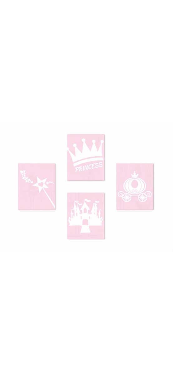 Set 4 tablouri Prinţesă, decoratiune perete camera fetita