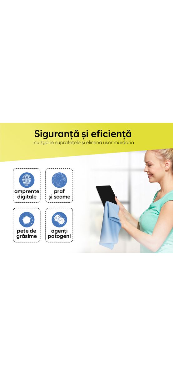 Set 5 lavete din microfibră ideale pentru suprafețele sensibile -  lentile, ecrane, bijuterii și veselă, dimeniune mare 40x40 cm, seturile conțin culori aleatorii