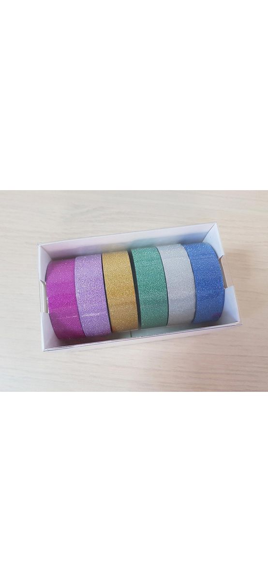 Set 6 Washi Tape Glitter, Folina, bandă adezivă cu sclipici, diferite culori