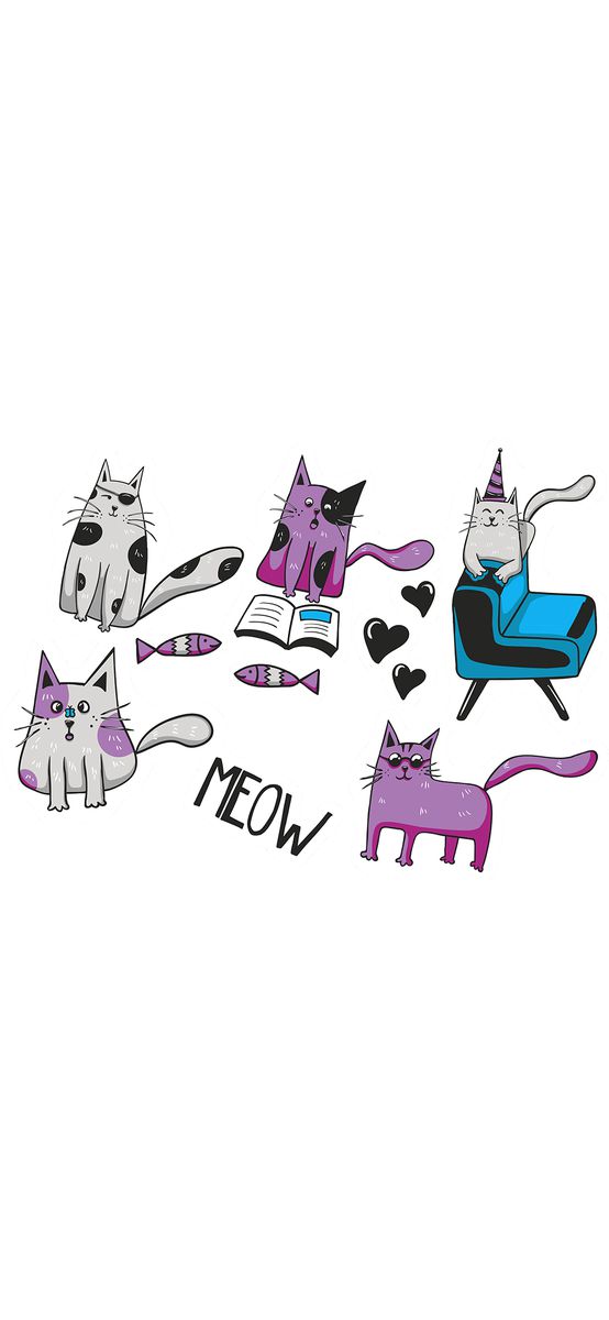 Set 9 stickere Pisici, Folina, racletă de aplicare inclusă.