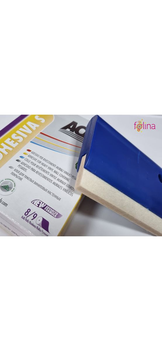 Set adeziv ACM şi racletă cu lamă din pâslă pentru aplicare tapet perete