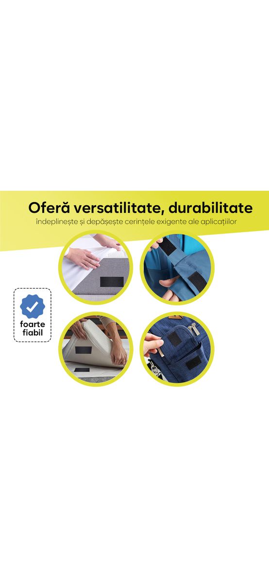 Set bandă Velcro cu adeziv, benzi Hook and Loop, arici autoadeziv, role cu lățimea de 20cm și lungimea de 100 cm - culoarea neagră