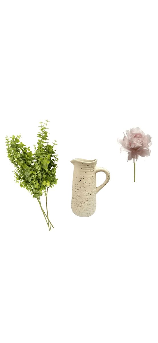 Set cadou Folina - vază ceramică, buchet plante artificiale, poster digital în ramă