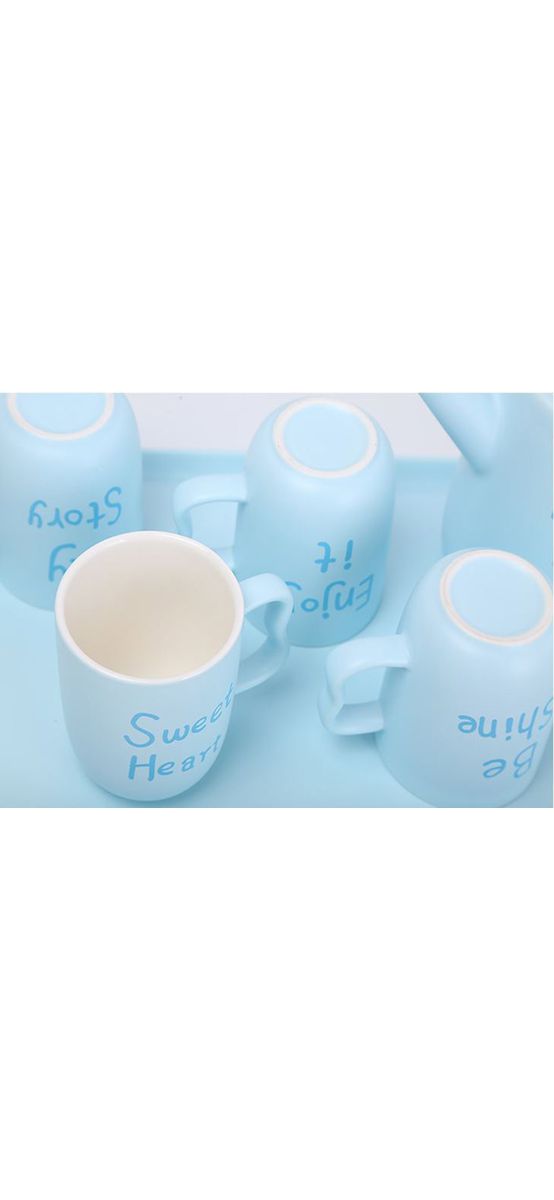Set ceşti ceai Happy Time, Folina, din ceramică, bleu - 6 piese