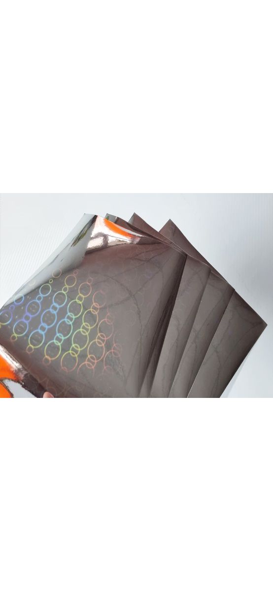 Set 5 coli A4 folie hologramă argintie cu cercuri, autoadezive