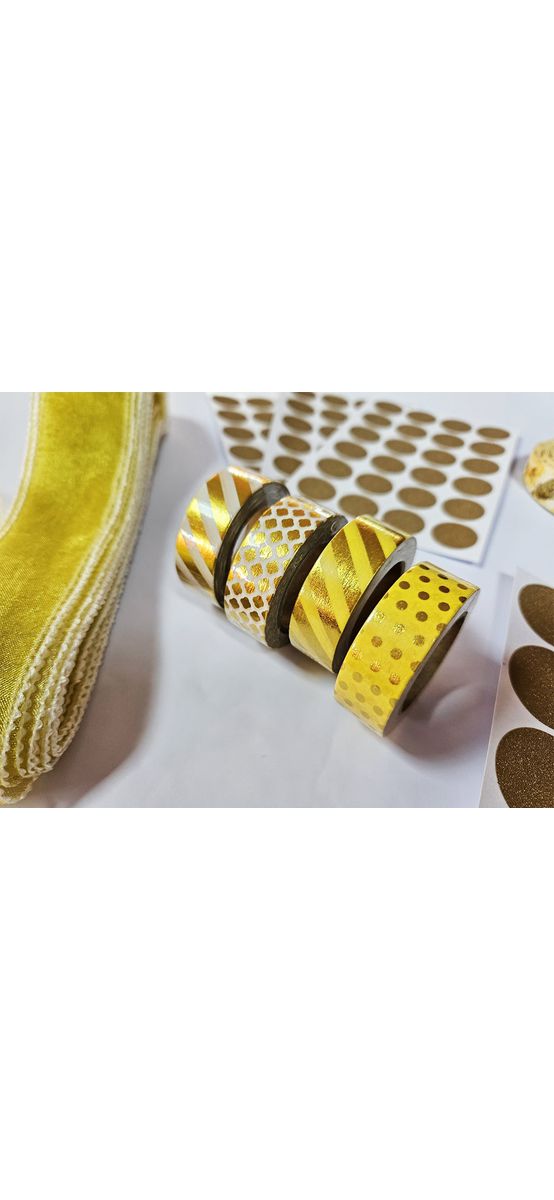 Buline autoadezive bej glitter, washi tape şi panglici pentru ambalaj cadou, crafturi şi artizanat