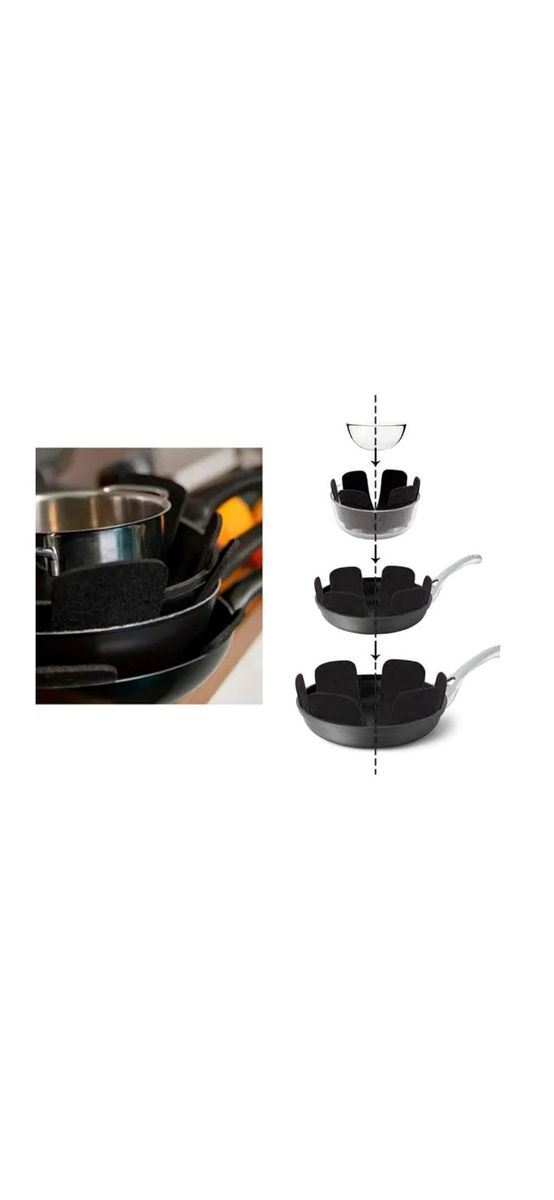 Protecții anti-zgârieturi pentru vase, suporturi din fetru pentru vase, protectoare din pâslă pentru stivuirea vaselor, set din 6 bucăți