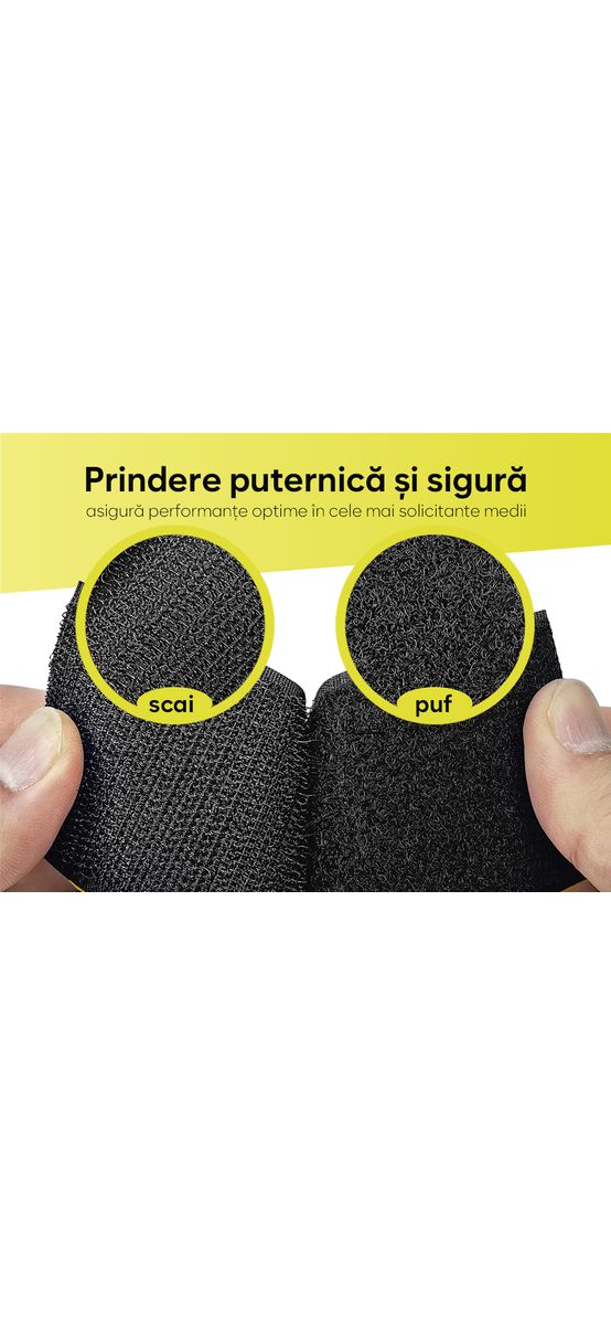 Set 10 dreptunghiuri Velcro cu adeziv, sistem Hook and Loop, arici autoadeziv, 5x10 cm - culoarea neagră