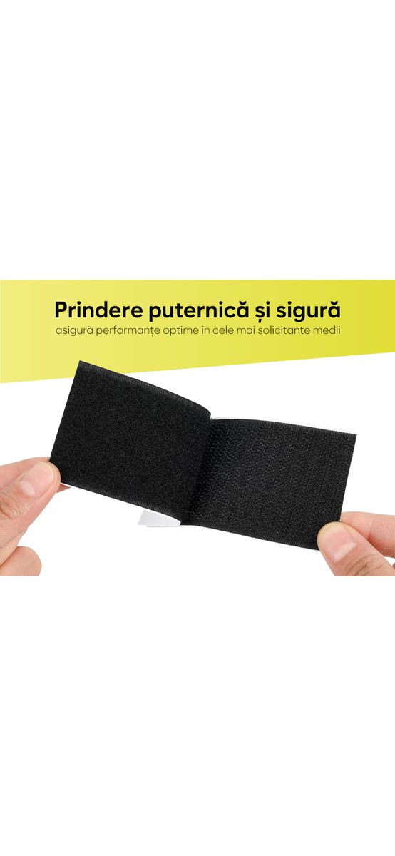 Set 10 dreptunghiuri Velcro fără adeziv,  sistem Hook and Loop, arici fără adeziv ideal pentru cusut, 5x10 cm - culoare neagră
