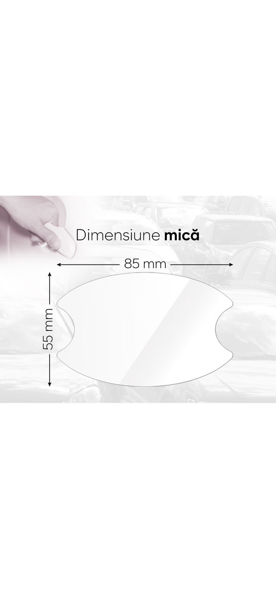 Set 5 folii de protecție (4+1 gratis) a vopselei pentru spațiul de sub mânerele ușilor auto, transparent, potrivire universală, racletă aplicare inclusă