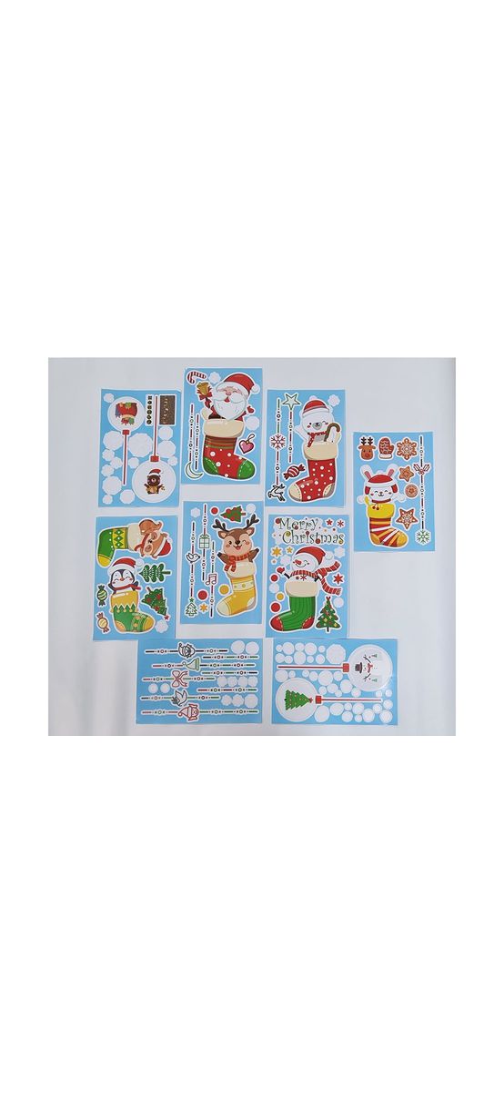 Set 9 planşe cu stickere geam electrostatice, decor Crăciun