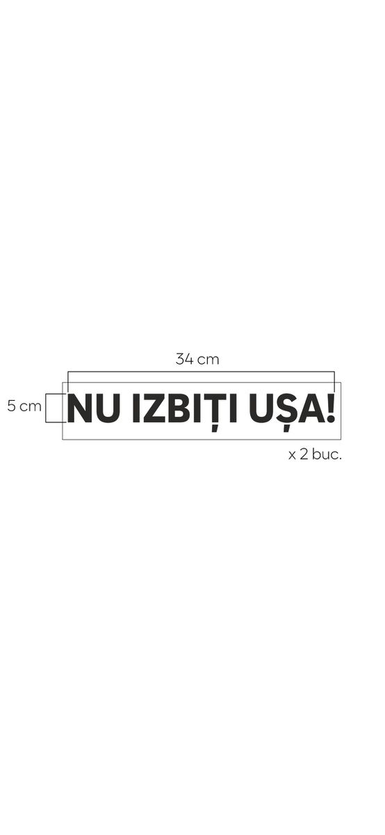 Set 2 stickere cu mesajul 'Nu izbiți ușa!', ideal pentru serviciile de taximetrie, Uber sau Bolt - culoare la alegere
