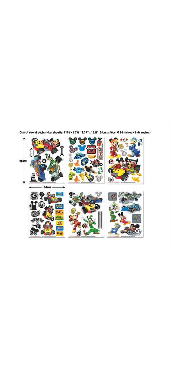 Set Stickere Mickey şi piloţii de curse, Walltastic, decorațiune multicoloră, stickere autoadezive