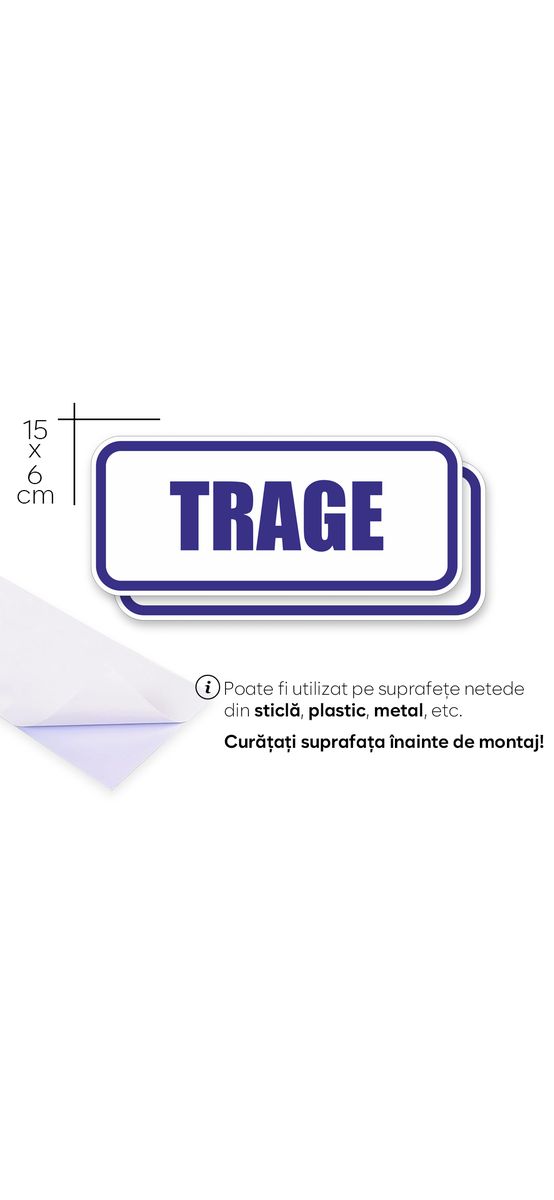 Set stickere indicatoare cu Trage și Împinge, alb-albastru, Folina, 15x6 cm