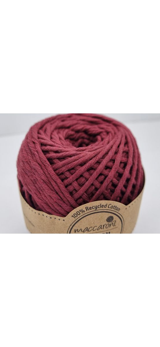 Sfoara bumbac bordo, Maccaroni Cotton Premium, fir de 2 mm grosime, 100g