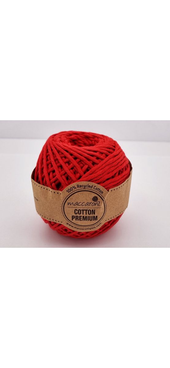 Sfoară bumbac roşie, Maccaroni Cotton Premium, fir de 2mm grosime, 100gr