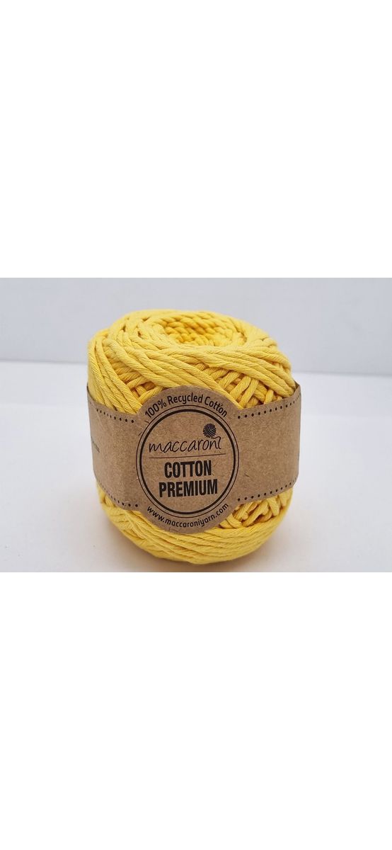 Sfoară bumbac galbenă, Maccaroni Cotton Premium, fir de 2mm grosime, 100gr