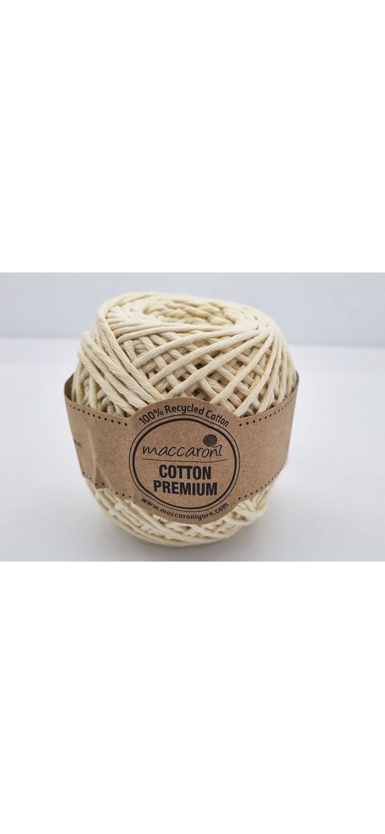 Sfoară bumbac ivoire, Maccaroni Cotton Premium, fir de 2mm grosime, 100gr