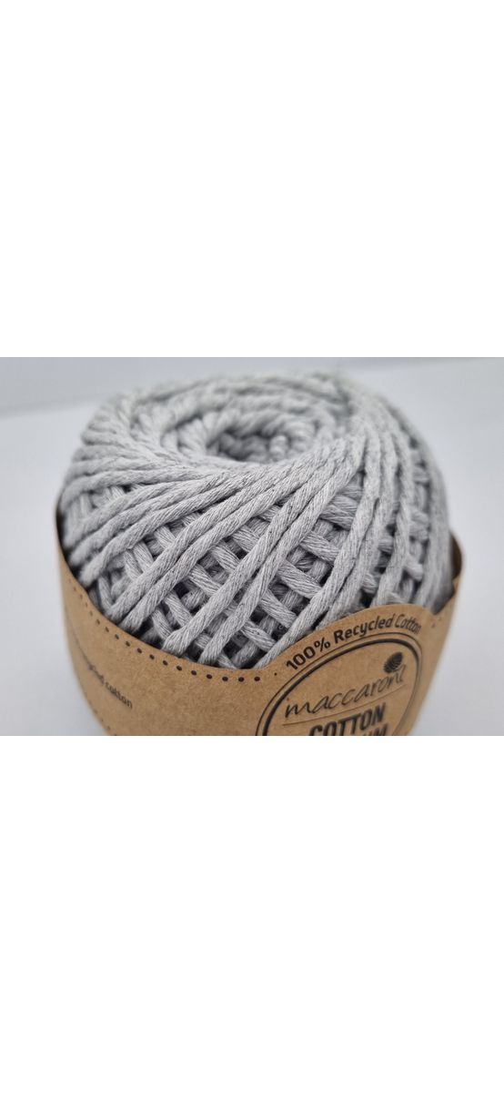 Sfoara bumbac gri deschis, Maccaroni Cotton Premium, fir de 2 mm grosime, 100g