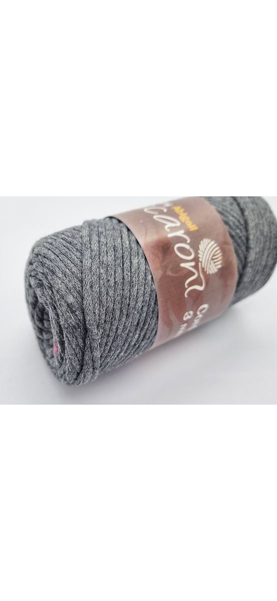 Snur din bumbac, Maccaroni Cotton Cord gri, 3 mm grosime