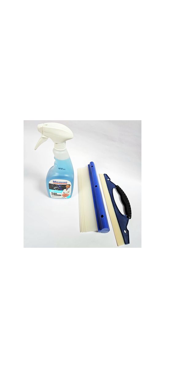 Soluție de curățat geamuri, Misavan Dr. Stephan Glass&Mirrors, recipient de 750 ml, racletă curăţare cadou