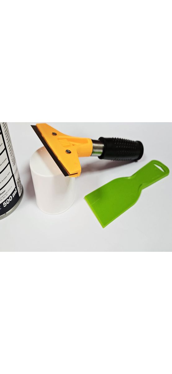 Soluţie profesională pentru curăţare urme de adeziv, Foerch Citro Power Spray, set cu răzuitor metalic şi spatulă plastic