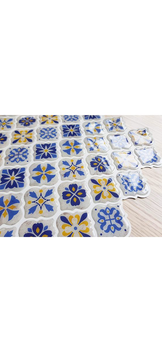 Faianţă 3D Smart Tiles, Damasc Emilia, Folina, model rustic albastru - set faianță 10 bucăţi