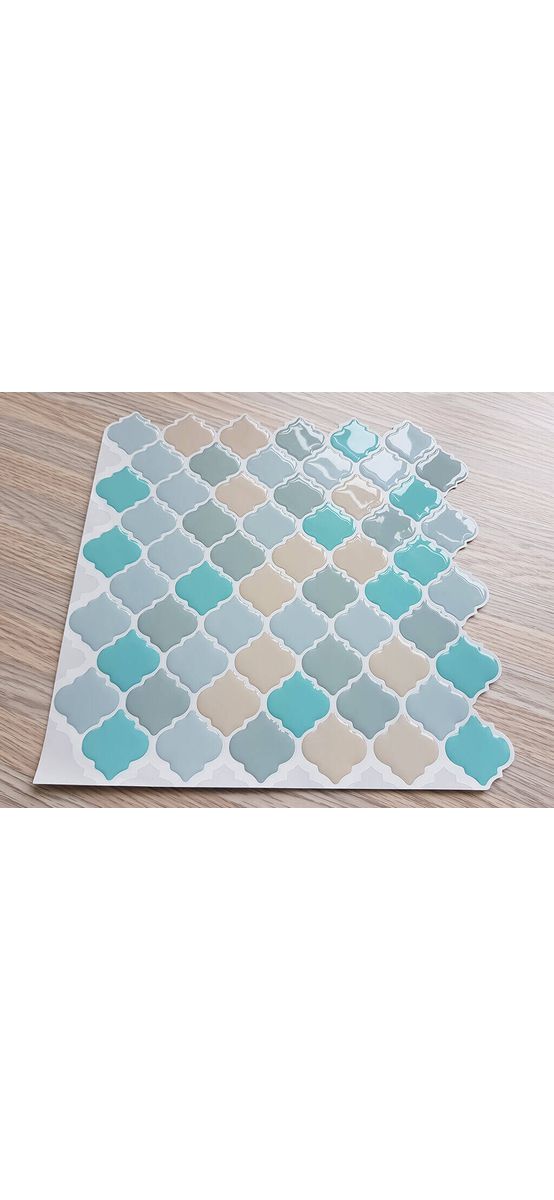 Faianţă autoadezivă 3D Smart Tiles Damasc Pastel, Folina, turcoaz, set faianță 10 bucăţi