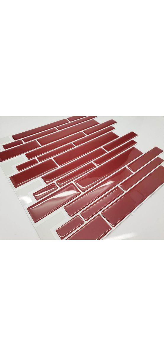 Faianţă autoadezivă 3D Smart Tiles, Folina, mozaic vişiniu - set 10 bucăţi