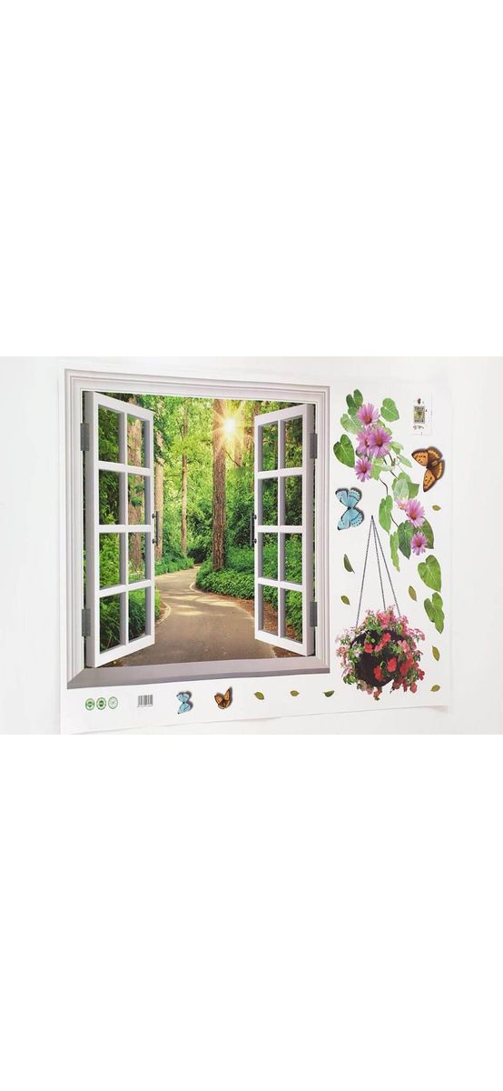 Sticker 3D Fereastră către pădure, Folina, multicolor