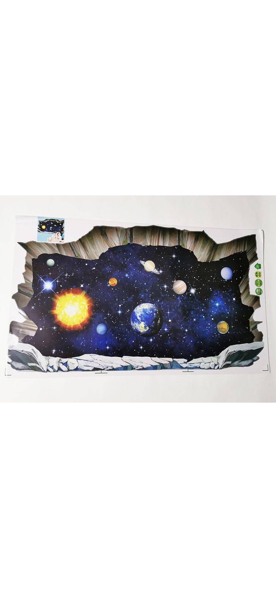 Sticker 3D Planete, Folina, privelişte spre spaţiul cosmic - 88x50 cm