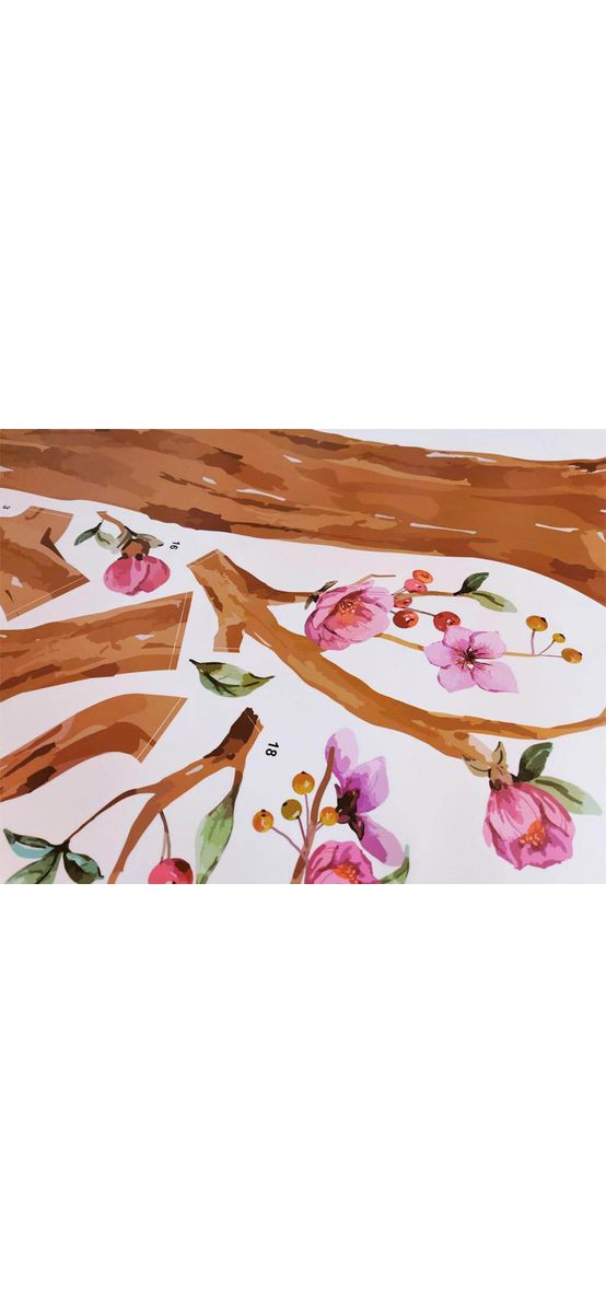 Sticker perete Copac înflorit, Folina, model watercolor, 170 cm înălţime