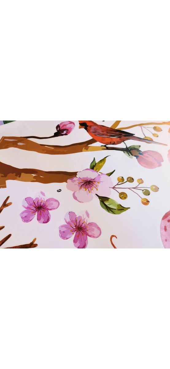 Sticker perete Copac înflorit, Folina, model watercolor, 170 cm înălţime