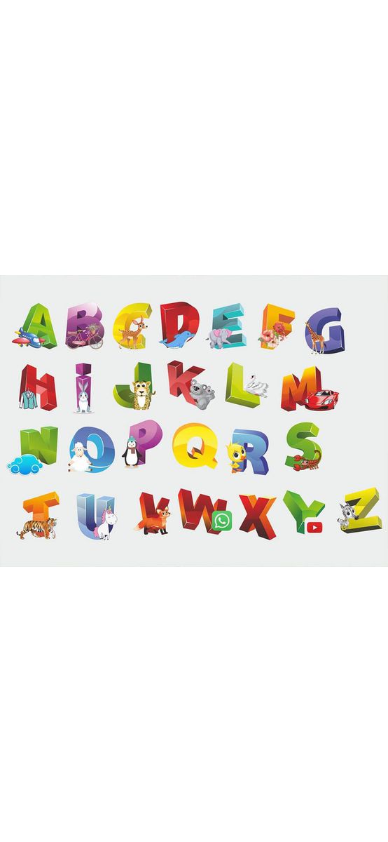 Sticker Alfabet, Folina, model cu imagini, multicolor, planșă mare de 100x150 cm, racletă de aplicare inclusă