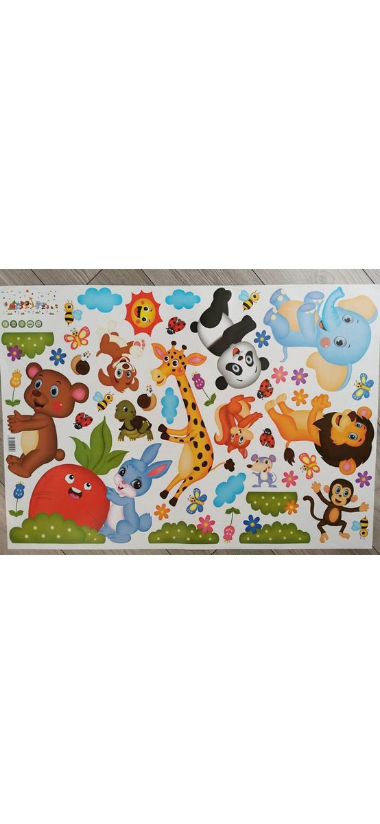 Stickere copii, Folina, animale, multicolor, planşă de 60x90 cm