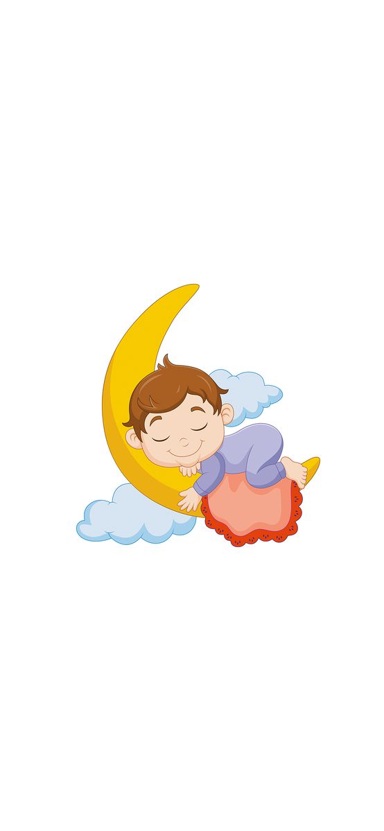 Sticker perete, băiat dormind pe lună, Folina 50 cm, racletă de aplicare inclusă.