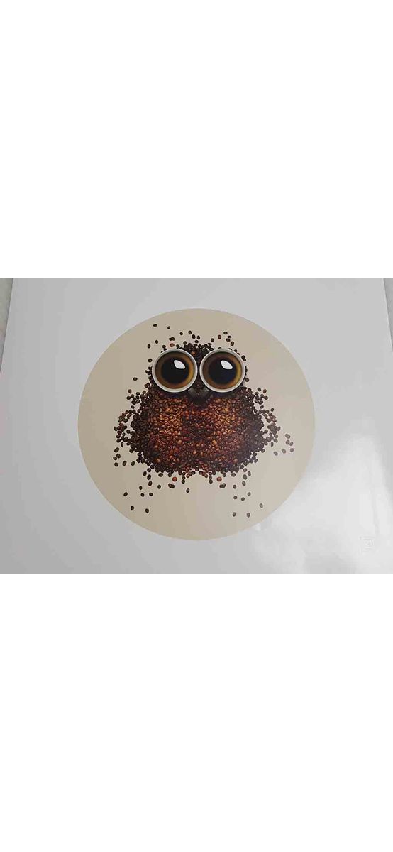 Sticker Bufniţă, Folina, imprimeu boabe de cafea, autoadeziv
