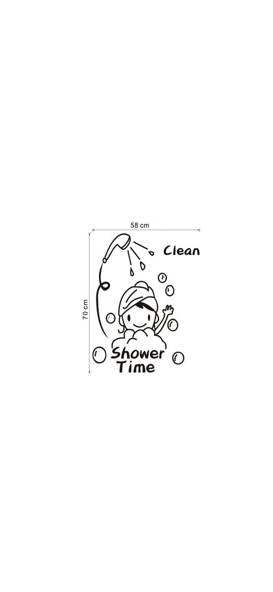 Sticker cabină duş, Folina, Shower time, negru, 70x58 cm