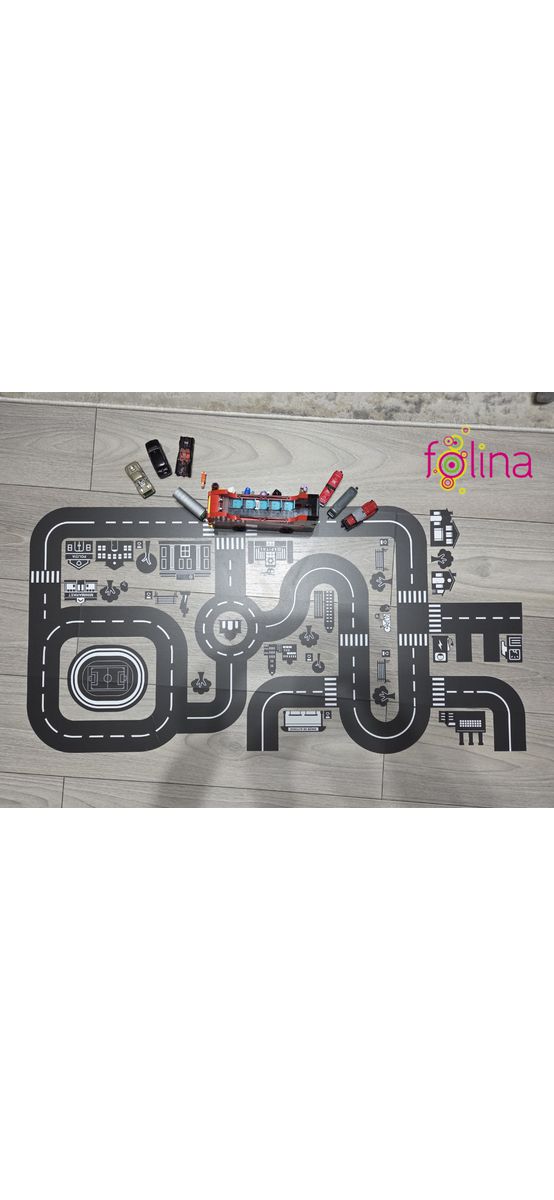 Sticker pentru podea sub formă de joc cu hartă rutieră trafic urban, Folina, 100x50 cm, racletă de aplicare inclusă