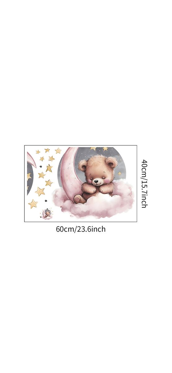 Sticker cameră bebe, Ursuleţul somnoros, decor perete şi mobilă, 60x40 cm