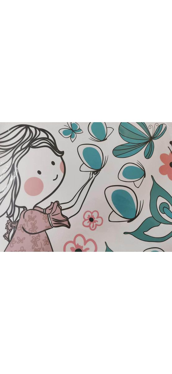 Sticker copii Fetiţa cu fluturi, Folina, culori pastel 